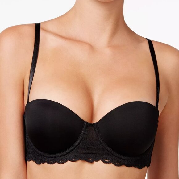 NWT Calvin Klein Women's Seduction Comfort Lace Strapless Lift Bra, Black, 30D - Picture 3 of 10